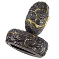 鉄地龍図縁頭-Fuchigashira Iron RYU-