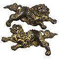 赤銅地夫婦獅子図目貫