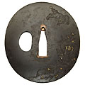 鉄地獅子牡丹図鐔-Tsuba Iron ShishiBotan-