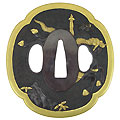 赤銅石目地唐人物図鐔-Tsuba Syakudo （Mito-Kinko）-