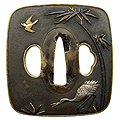 真鍮地鶴図鍔-Tsuba-