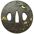 赤銅地秋虫菊図鐔（美濃）-Tsuba-