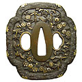 四分一地秋草波に桐紋図鍔（美濃）-Tsuba-